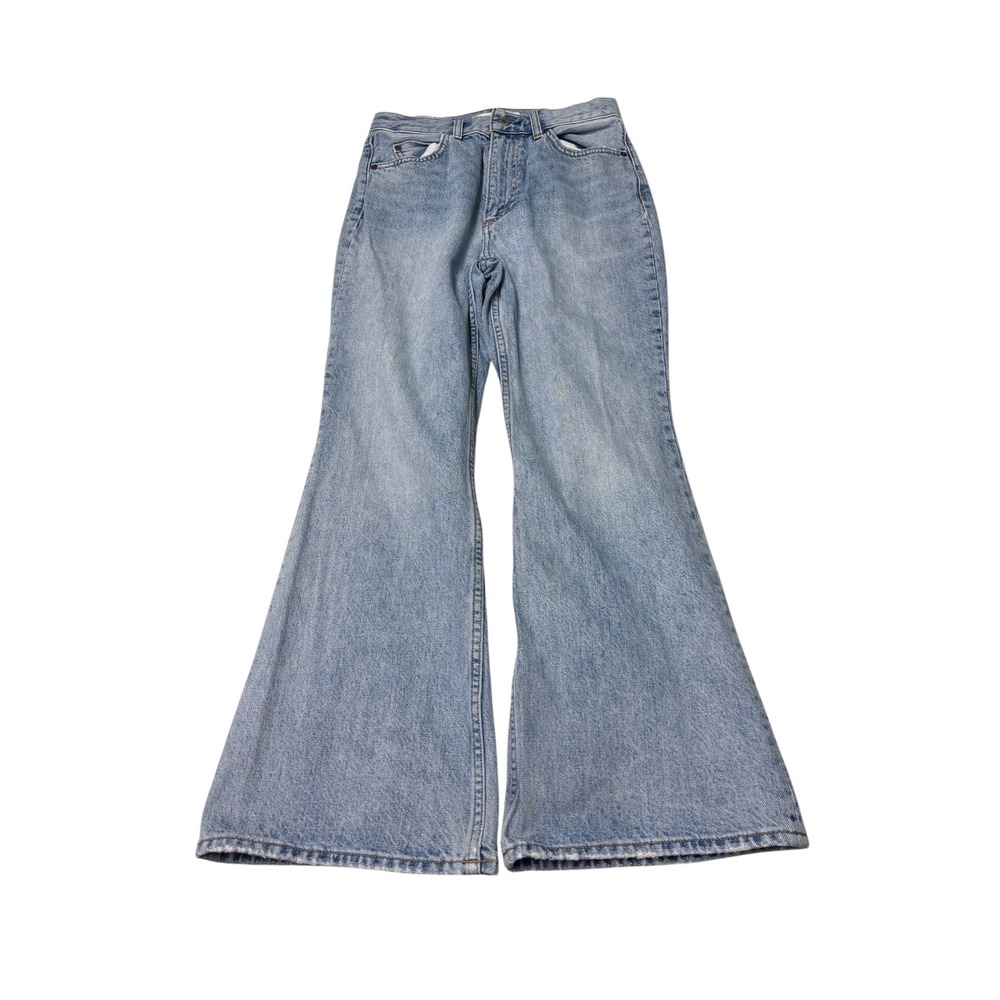 Denim Forum The Marlene 60s High Rise Flare Jeans Light Wash Blue Womens 26X28